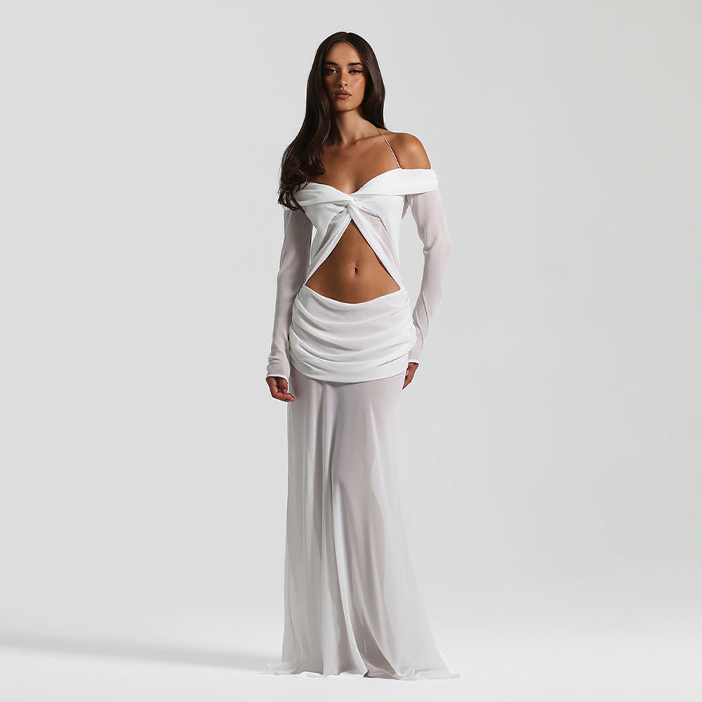 The Liana Off-Shoulder Chiffon Maxi Dress