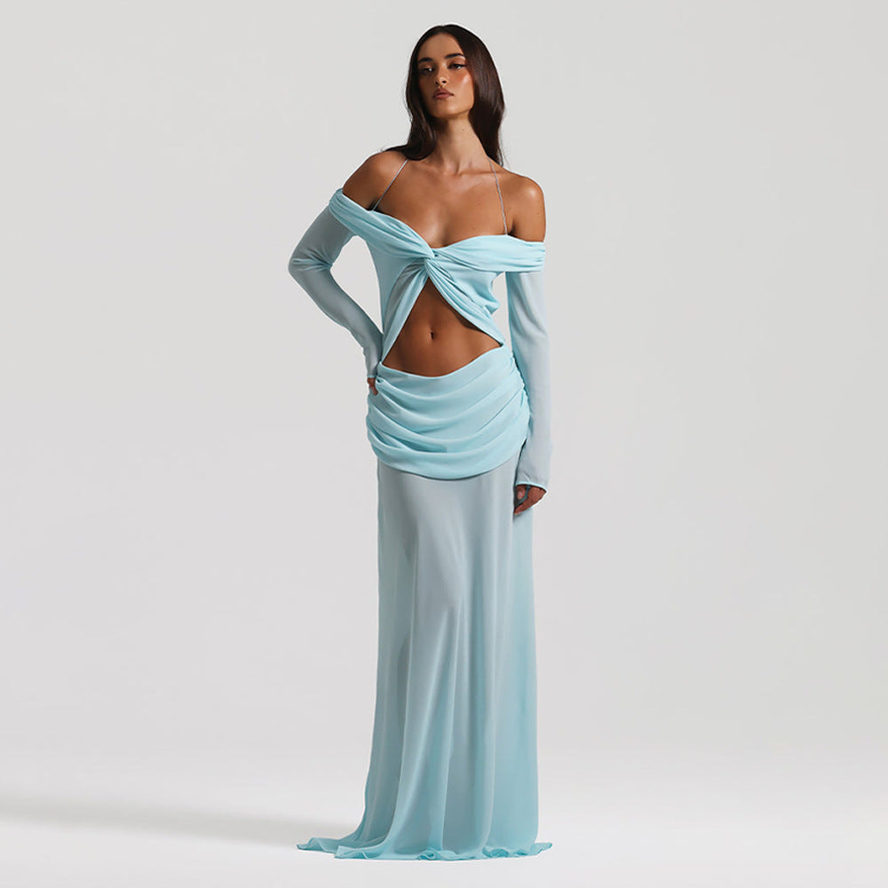The Liana Off-Shoulder Chiffon Maxi Dress