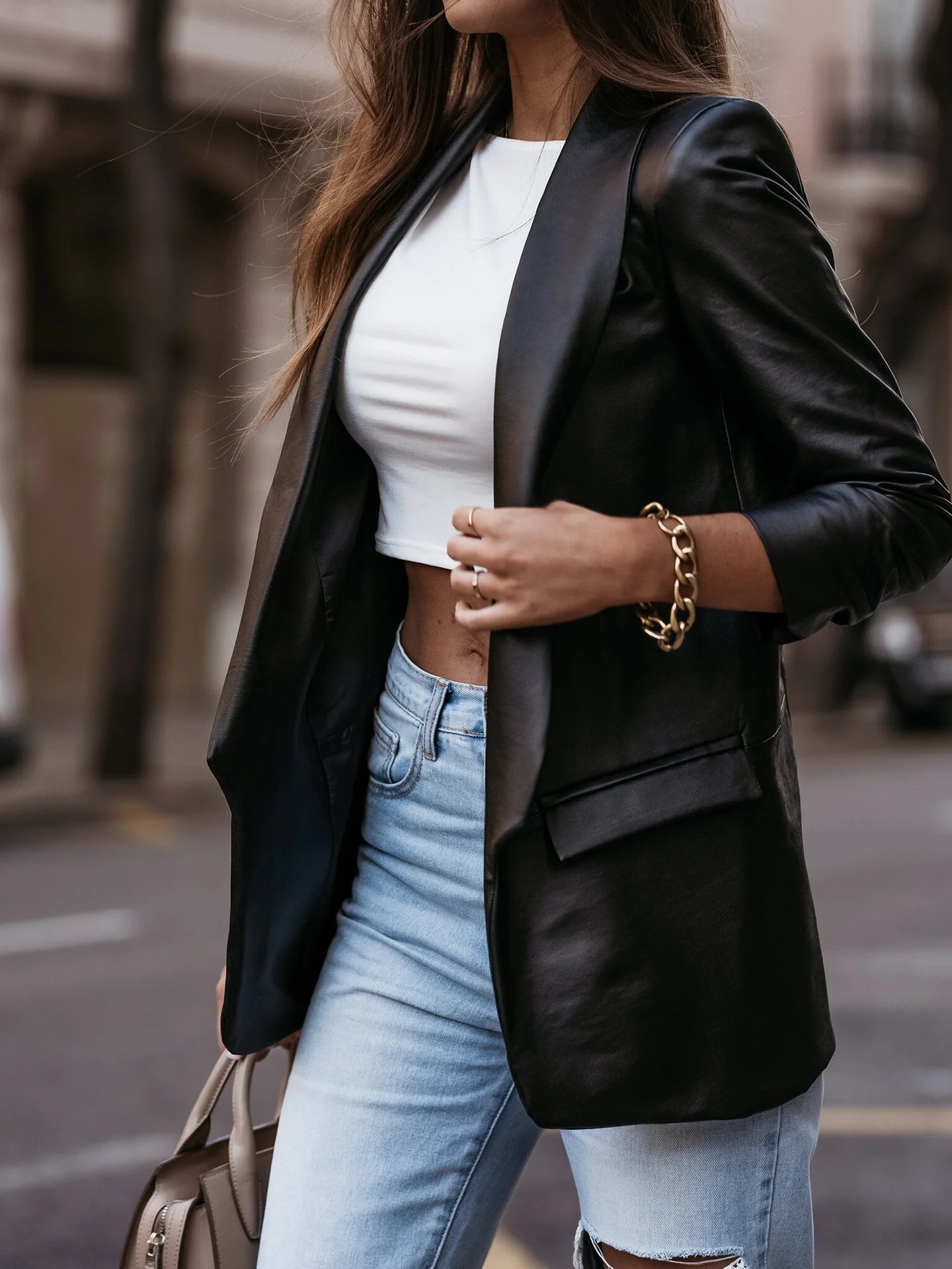 The Sloane Faux Leather Blazer