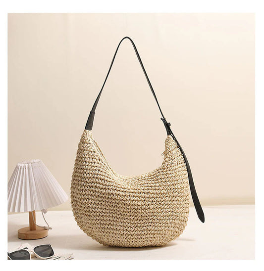 The Kaia Asymmetric Straw Bag