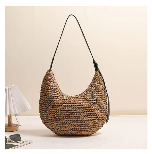 The Kaia Asymmetric Straw Bag