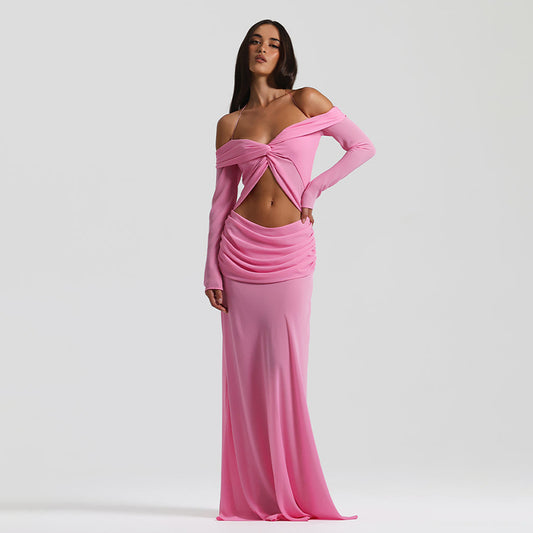 The Liana Off-Shoulder Chiffon Maxi Dress