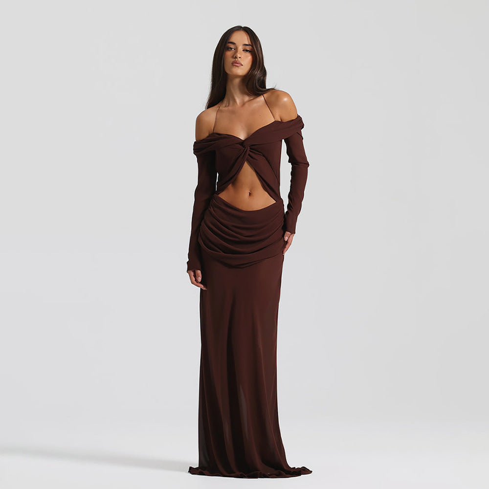 The Liana Off-Shoulder Chiffon Maxi Dress